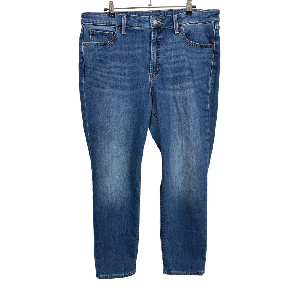 Old Navy O.G. Straight Jeans Womens 14 Blue High Rise Built-In Warm Ankle